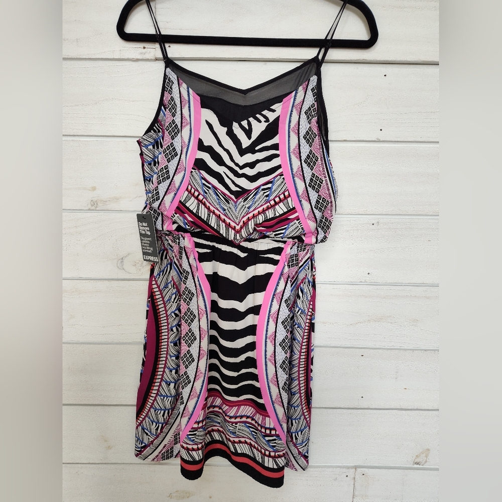 Express Zebra Tribal Geometric Print Mini Slip Dress - Picture 4 of 5